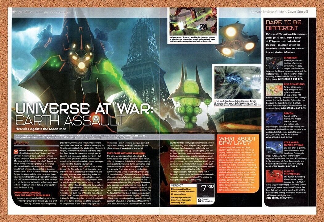 Universe At War PC Original 2008 Vintage Ad - Hercules Video Game Review Promo