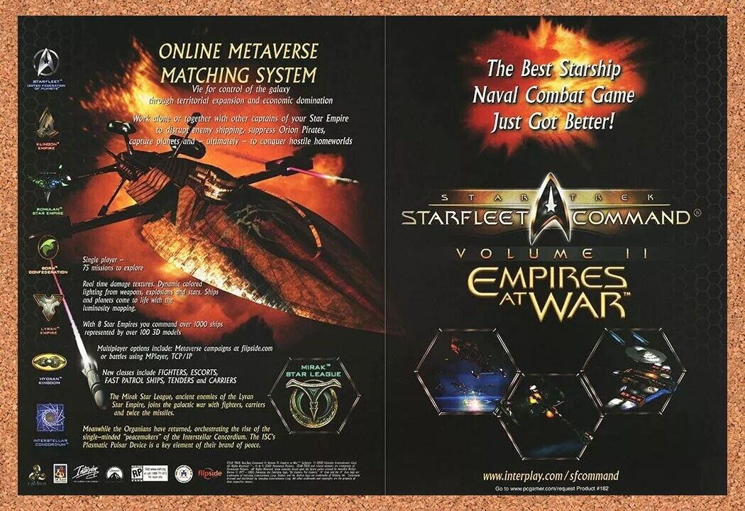 Star Trek Starfleet Command II PC Original 2002 Ad Authentic Video Game Promo v1
