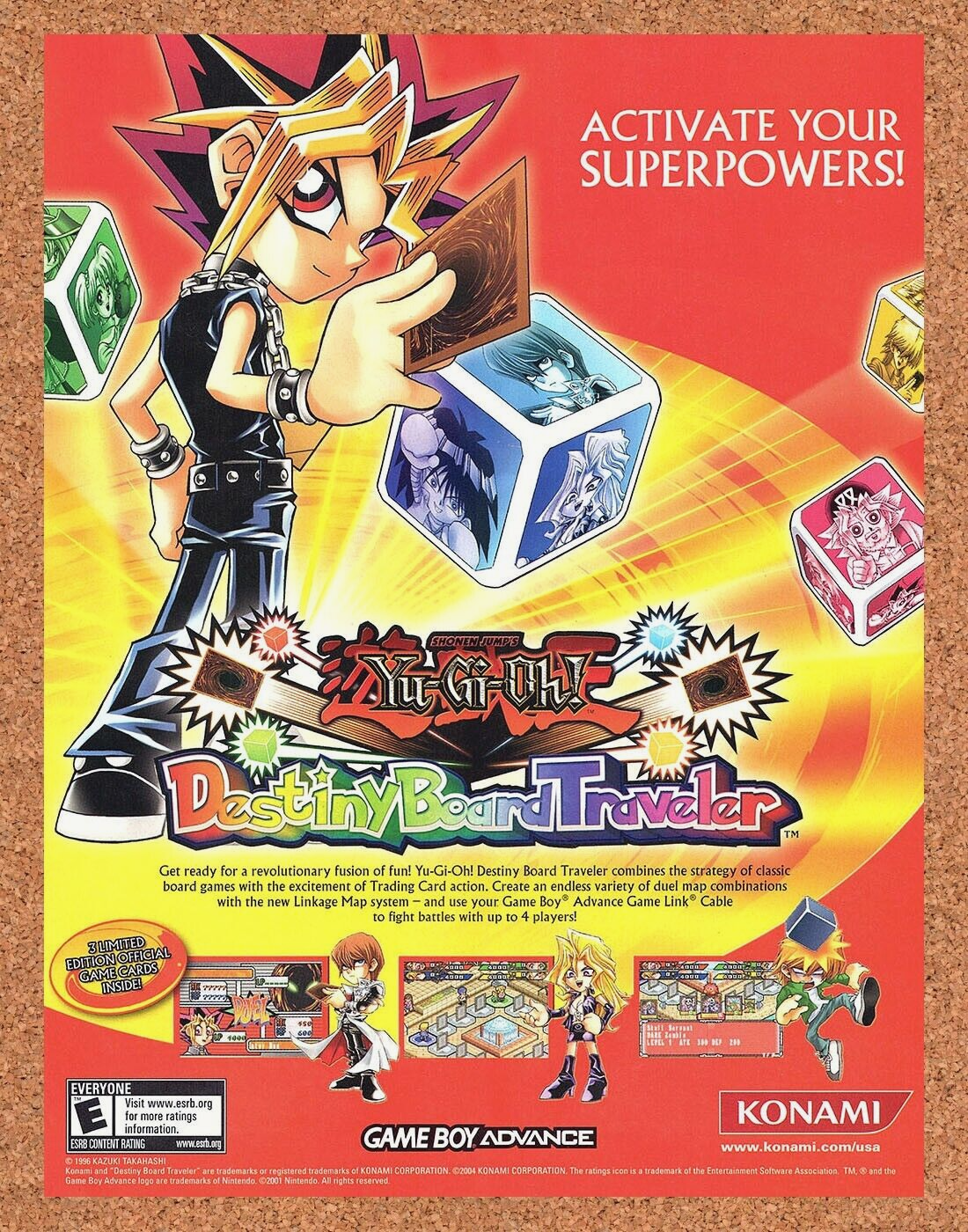 Original 2004 Yu-Gi-Oh Destiny Board Traveler GBA Ad - Video Game Art Promo