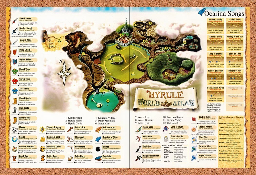 1998 Zelda Ocarina Of Time Hyrule World Atlas Original Ad / Promo vr13