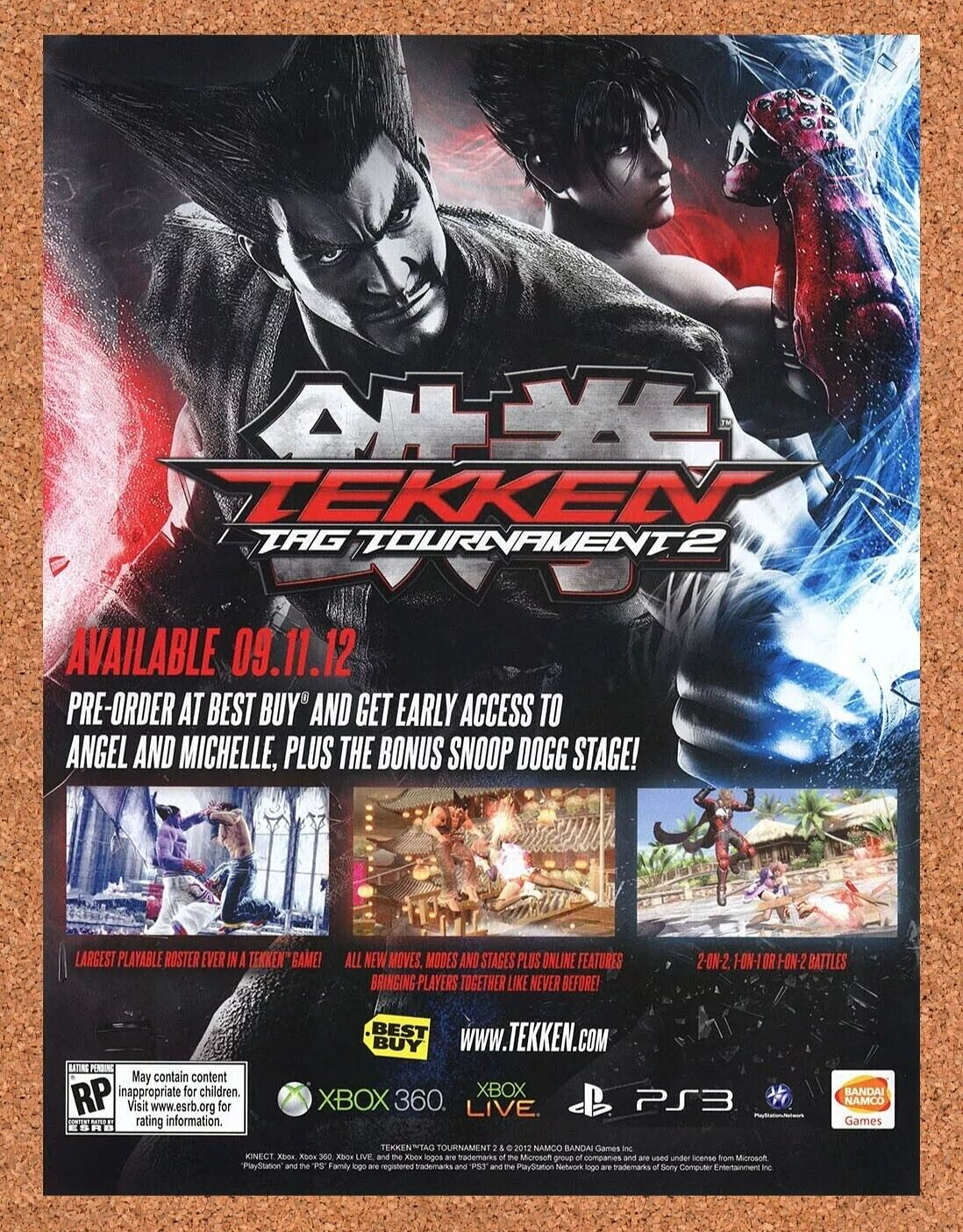 Tekken Tag Tournament 2 PS3 Original 2014 Ad Authentic Best Buy Video Game Promo