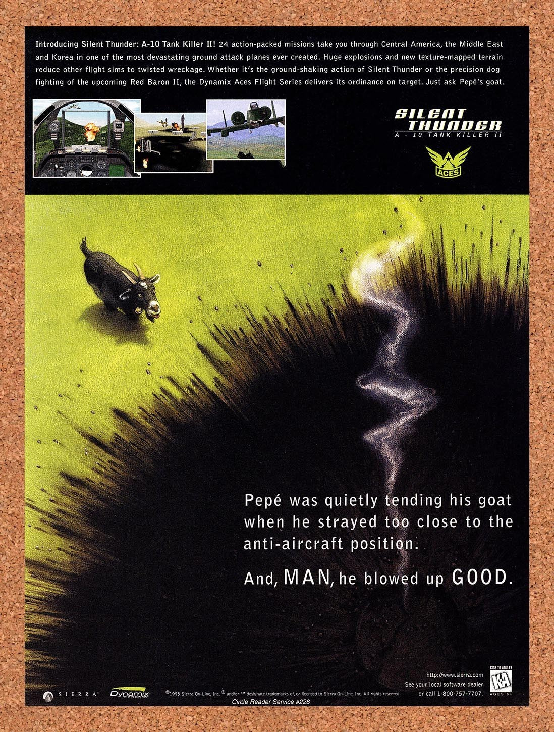 1995 Silent Thunder A-10 Tank Killer 2 PC Original Advertisement / Promo v