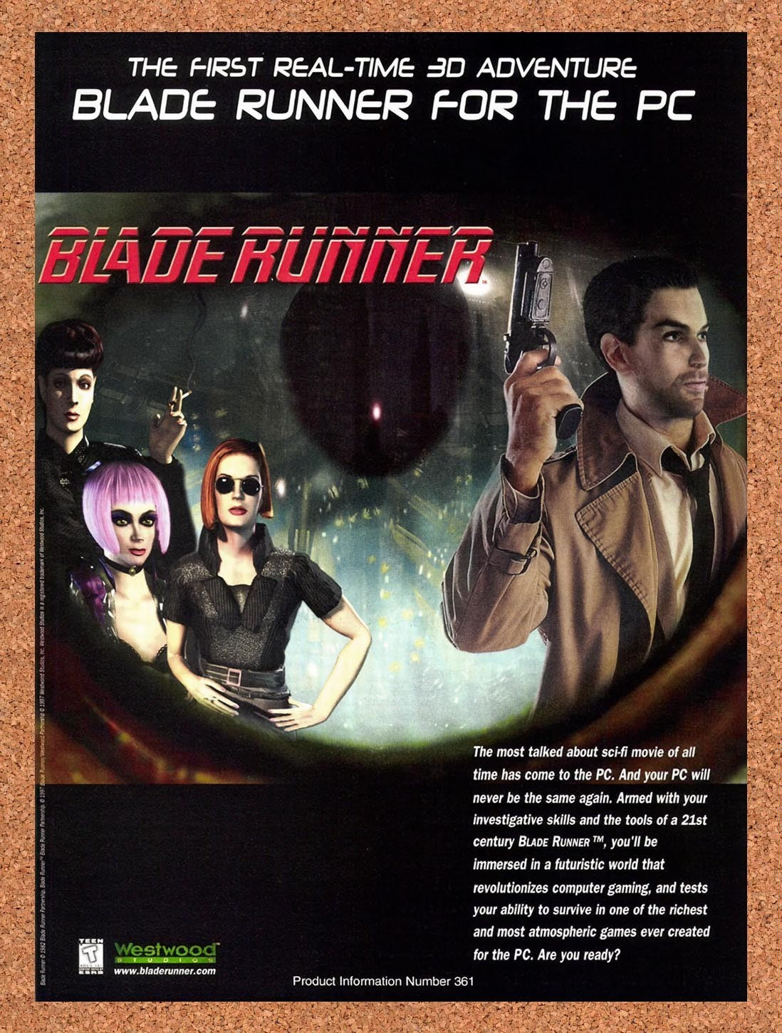 1998 Blade Runner PC Original Advertisement / Retro Promo v1