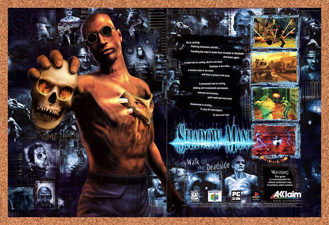 Shadow Man N64 Original 2000 Vintage Ad - Video Game Art Promo