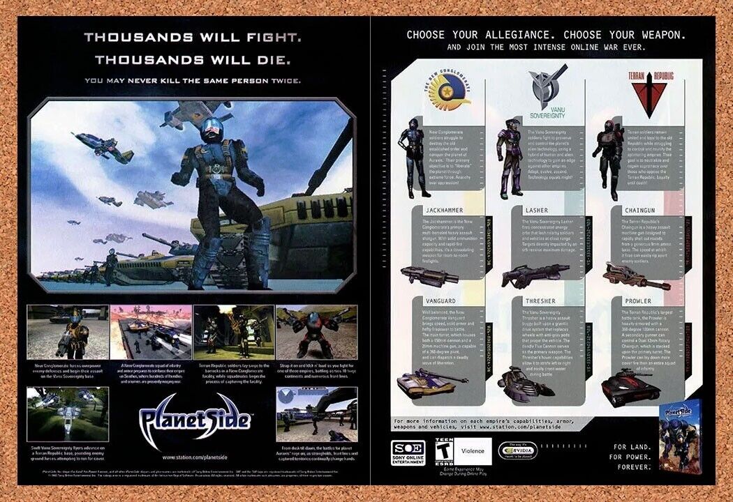 PlanetSide PC Original 2005 Ad Authentic Sony MMO Shooter Video Game Promo