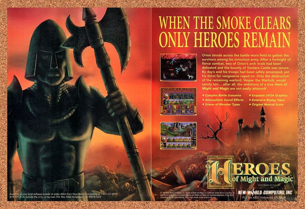Heroes Of Might And Magic Original 1997 Vintage Ad - Fantasy Art Game Promo