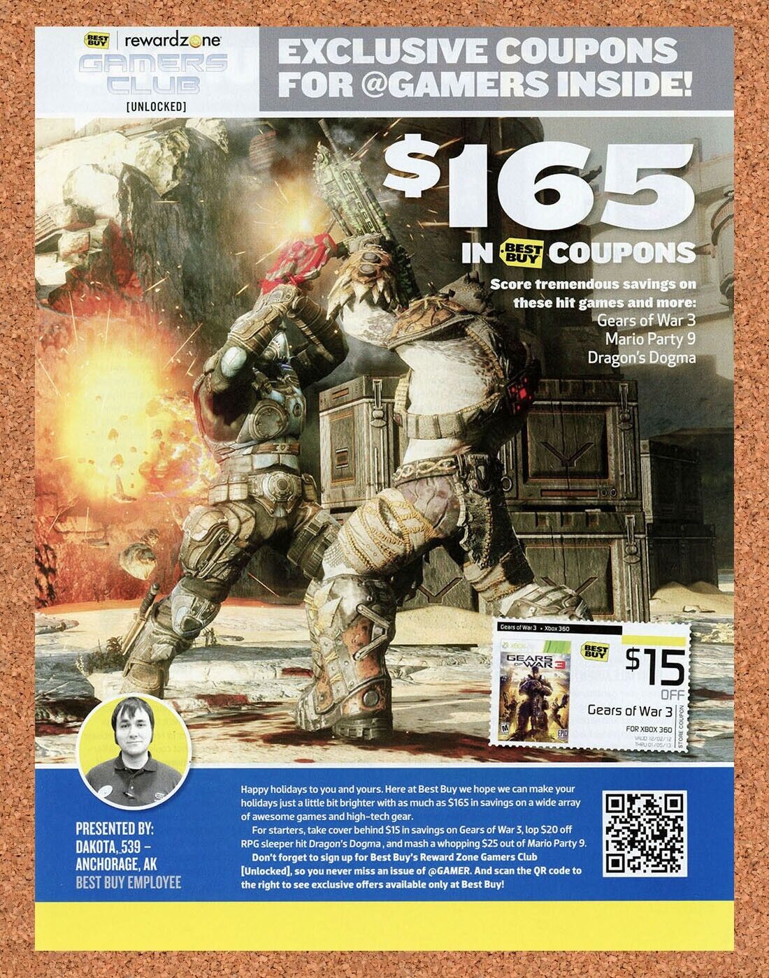 Gears Of War 3 Xbox 360 Original 2015 Ad Authentic Best Buy Video Game Rebate