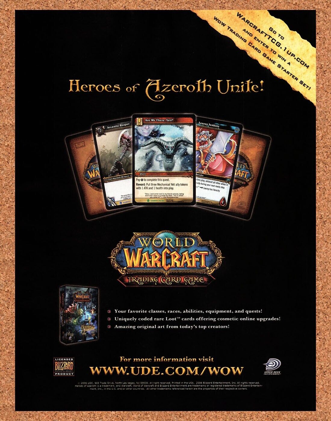 World Of WarCraft Trading Card Game Original 2006 Vintage Ad - Retro Promo