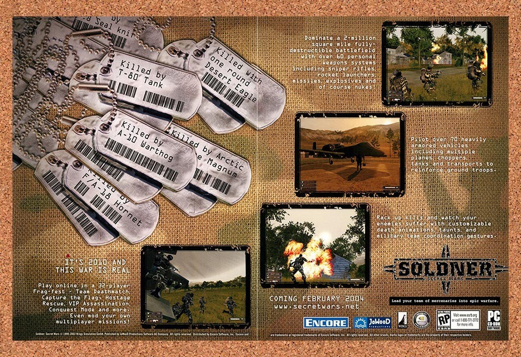 2004 Soldner Secret Wars PC Original Advertisement / Retro Promo v1