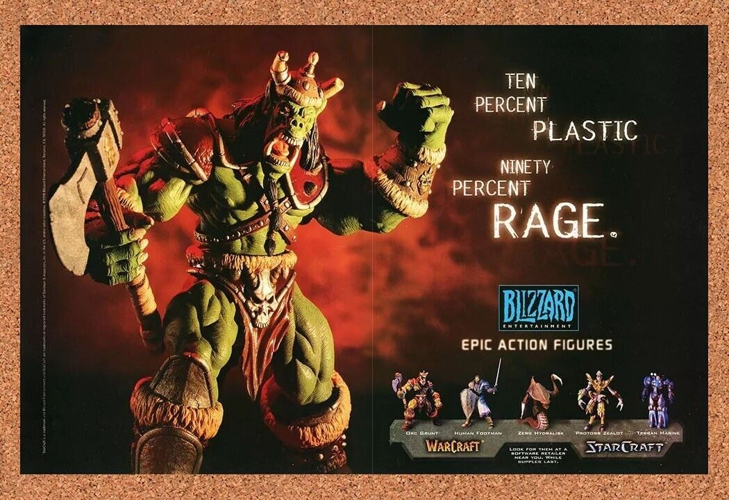 Blizzard WarCraft Figures Original 1999 Ad Starcraft Action Figures Promo