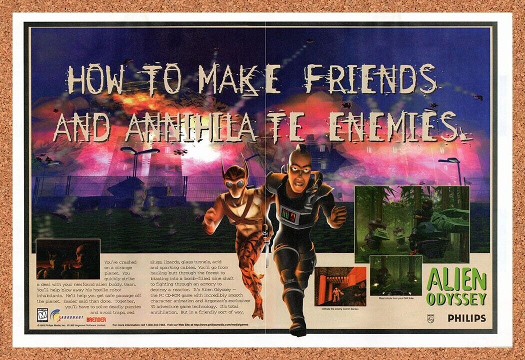 Alien Odyssey PC Original 1995 Vintage Ad - Video Game Promo