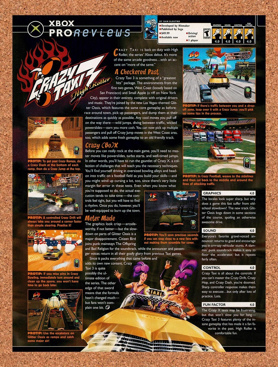 2002 Crazy Taxi 3 High Roller Xbox Original Advertisement / Retro Promo vr1