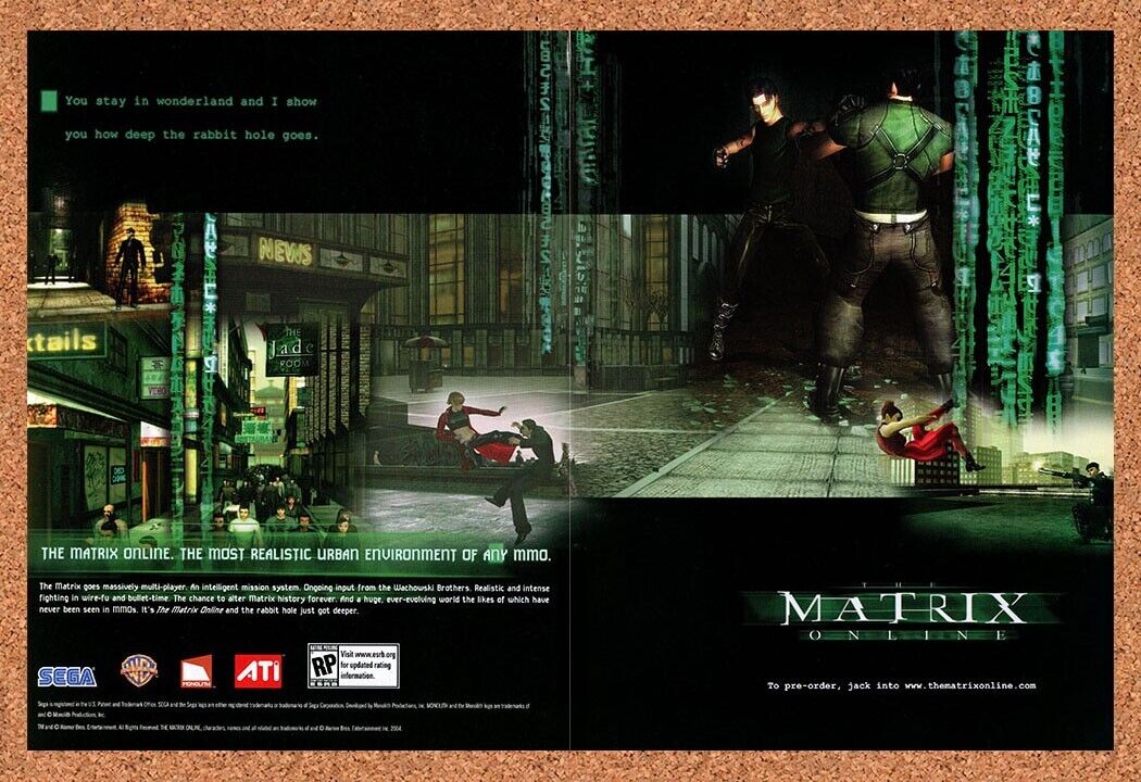 Matrix Online PC Original 2006 Ad Authentic Sega MMORPG Video Game Promo v3