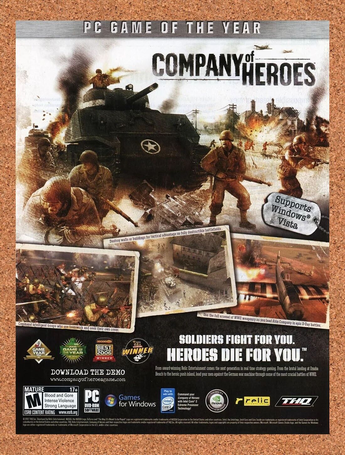 Company Of Heroes PC Original 2009 Ad Authentic THQ Video Game WWI RTS Promo