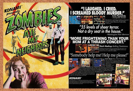 1993 Zombies Ate My Neighbors SNES Original Advertisement / Retro Wall Art v4
