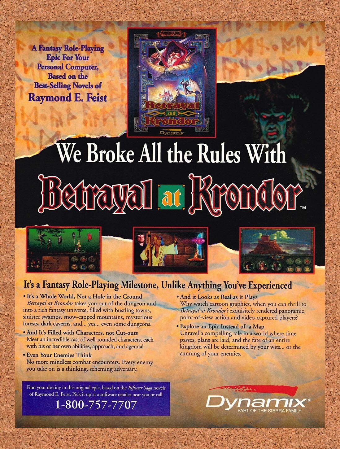 1993 Betrayal At Krondor PC Original Advertisement / Retro Promo v2