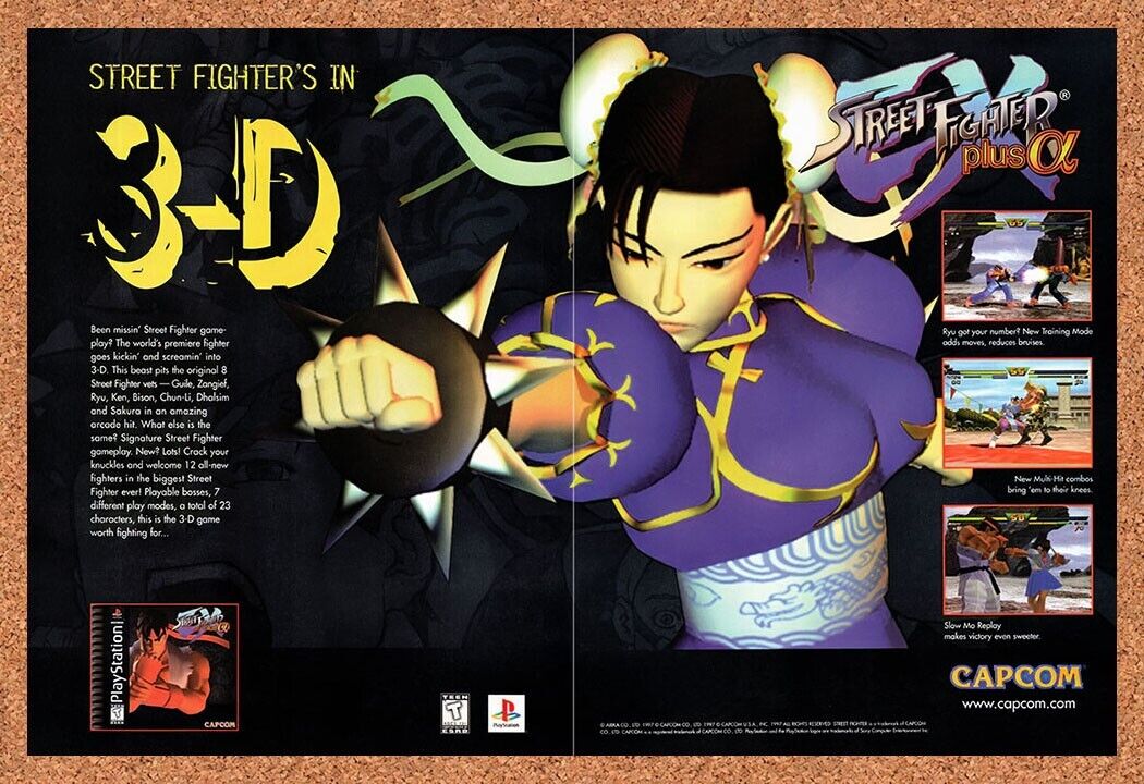 1997 Street Fighter EX Plus Alpha PS1 Original Advertisement / Retro Wall Art v1