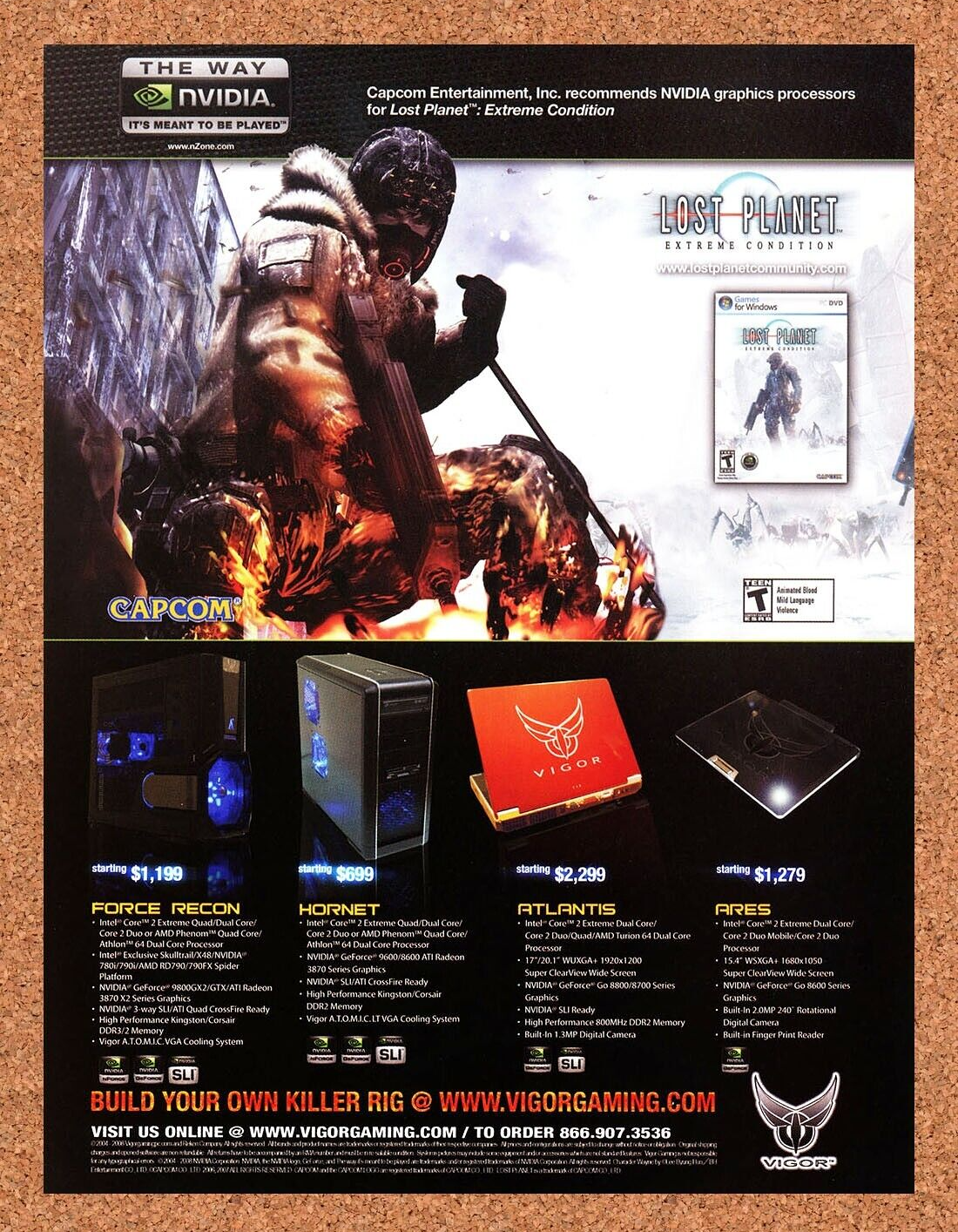 Lost Planet Original 2008 Ad Authentic Nvidia Vigor Gaming PC Video Game Promo