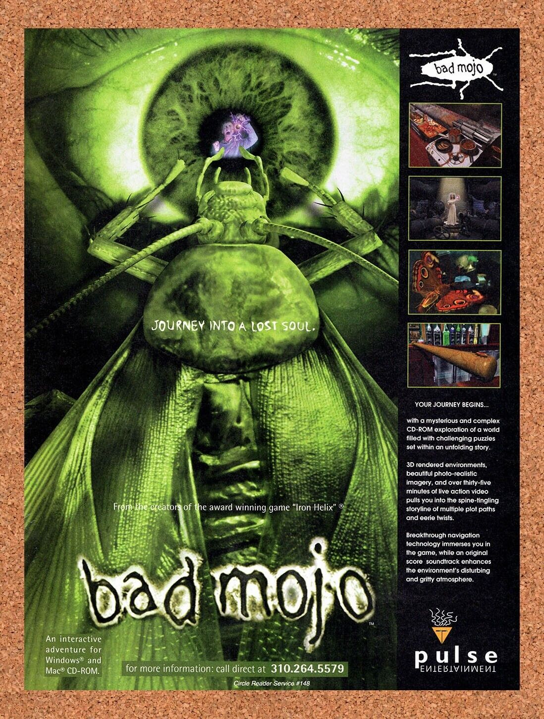 Bad Mojo PC Original 1995 Vintage Ad - Lost Soul Video Game Promo