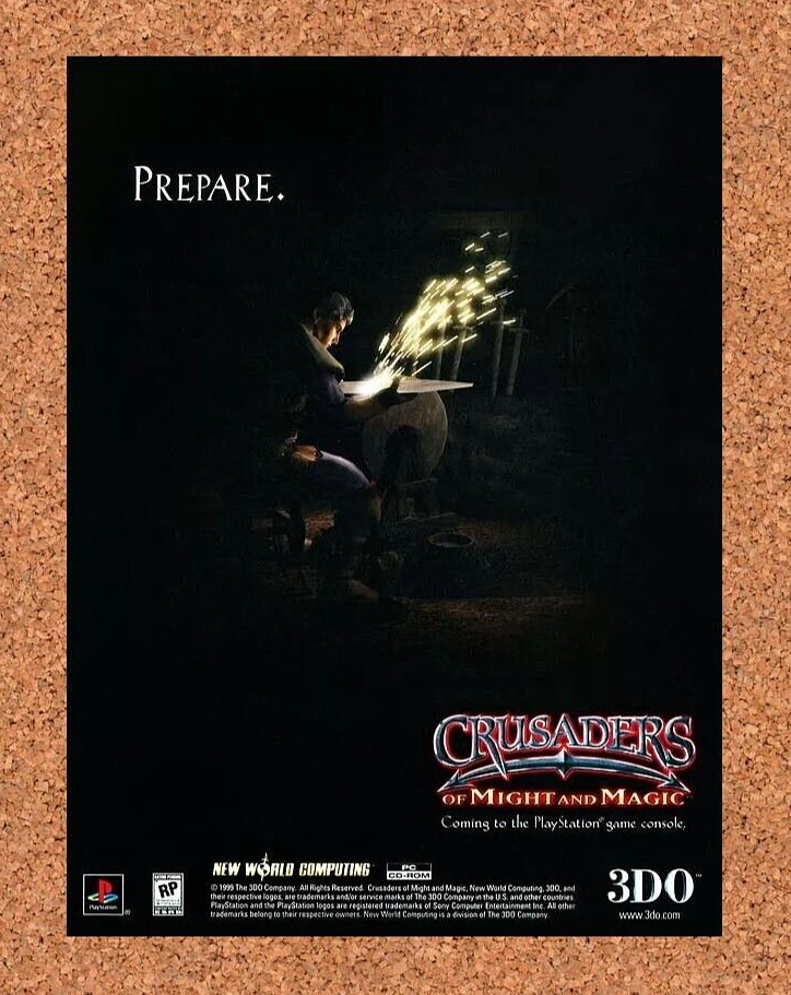 1999 Crusaders Of Might And Magic PS1 Original Advertisement / Retro Promo v1
