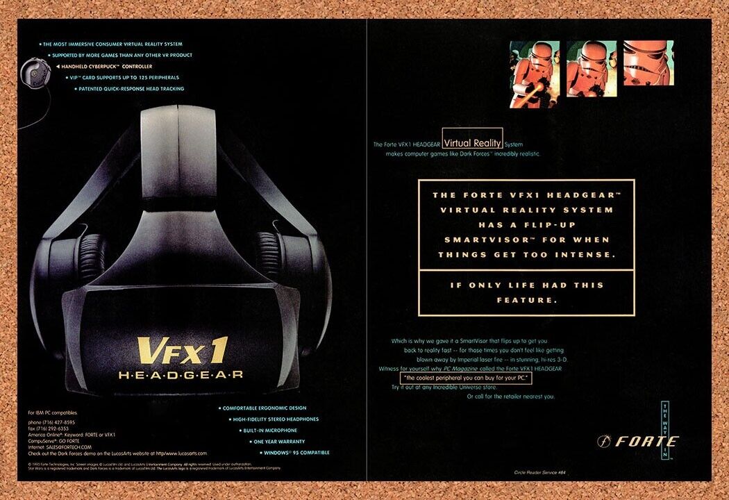 Star Wars Forte VFX1 Original 1996 Vintage Ad - Virtual Reality Promo