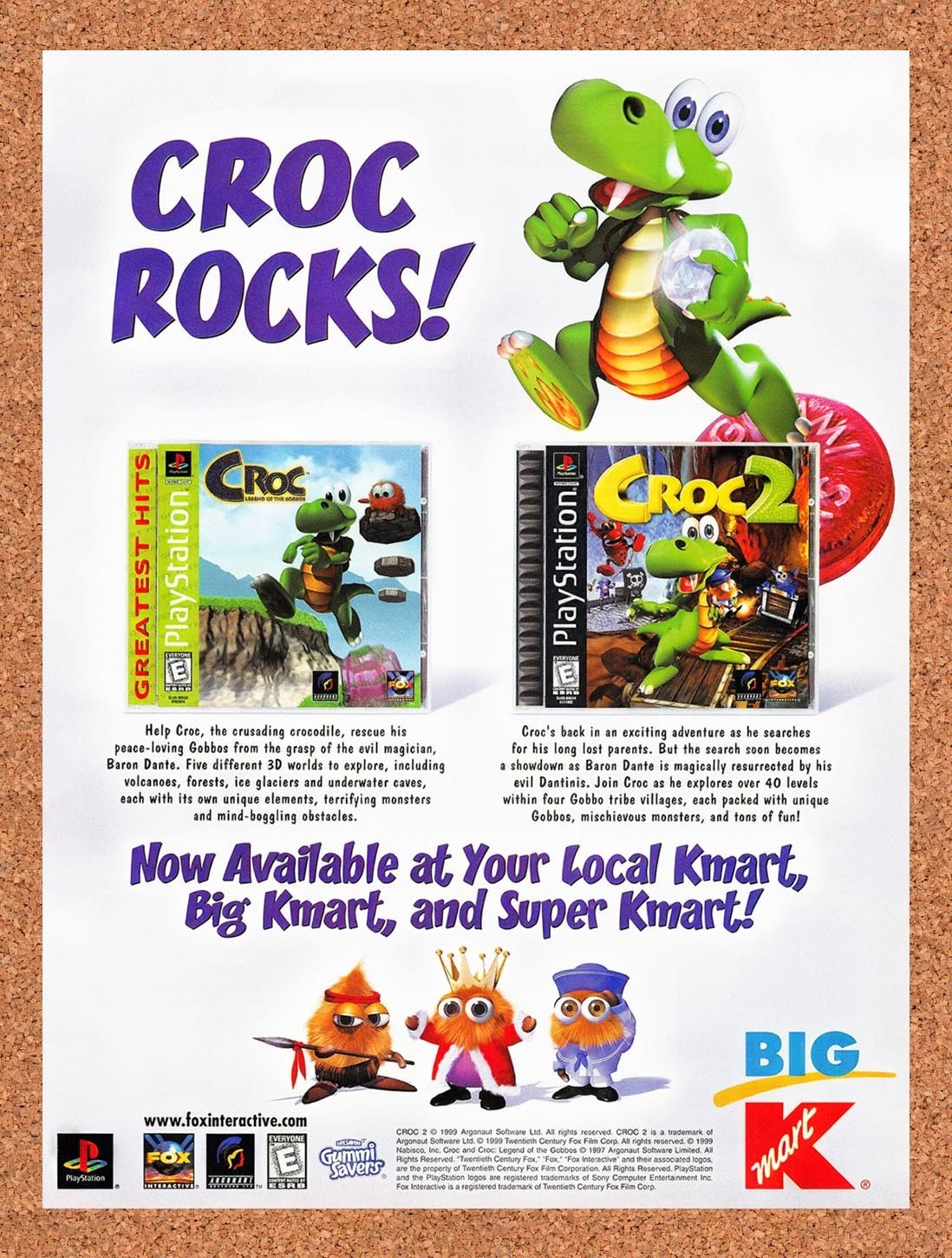 1999 Croc PS1 Games Kmart Original Advertisement / Retro Promo v1