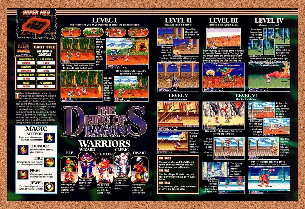 1994 King Of Dragons SNES Overview Original Advertisement / Retro Promo v1