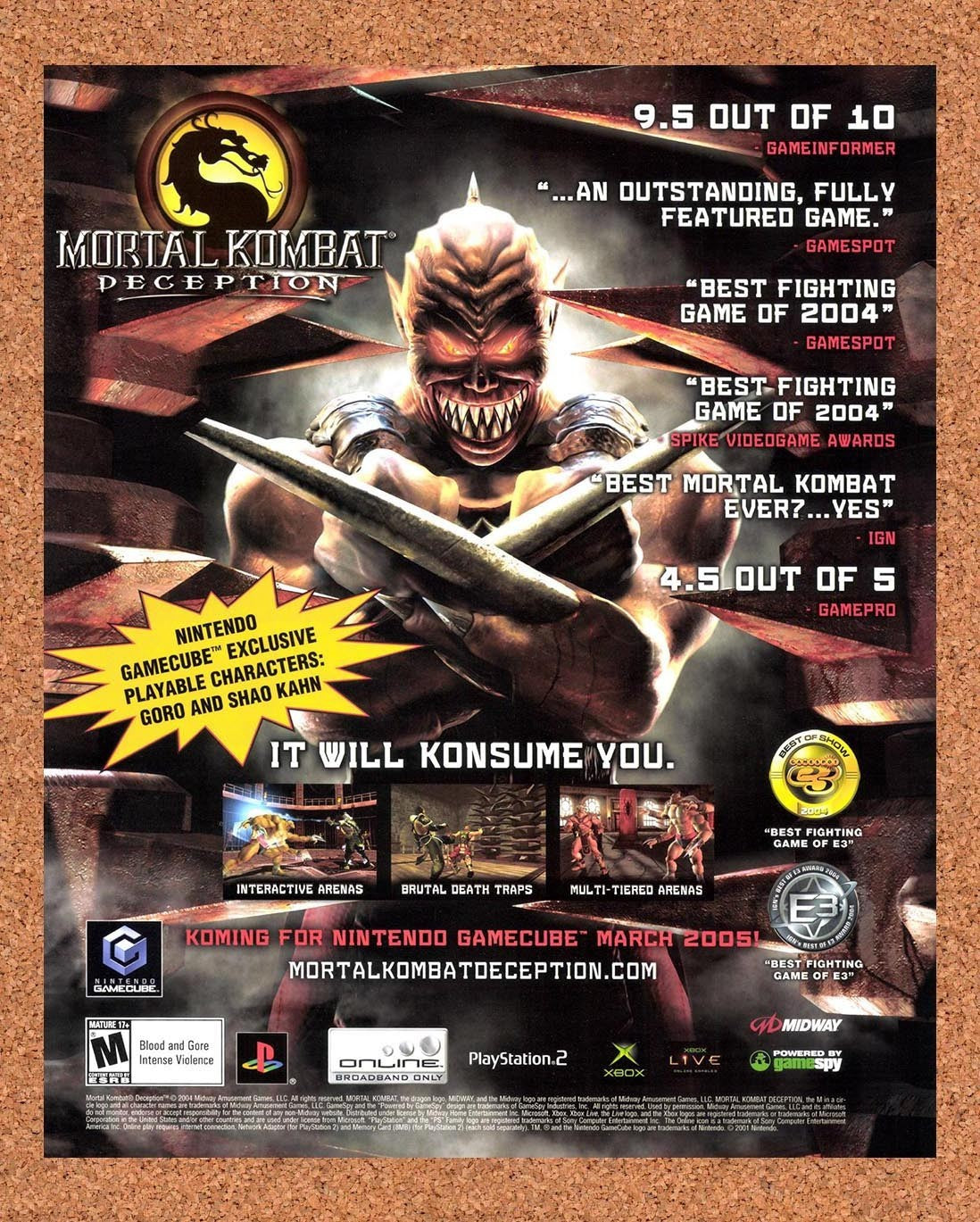 2005 Mortal Kombat Deception PS2 Original Advertisement / Retro Promo v3