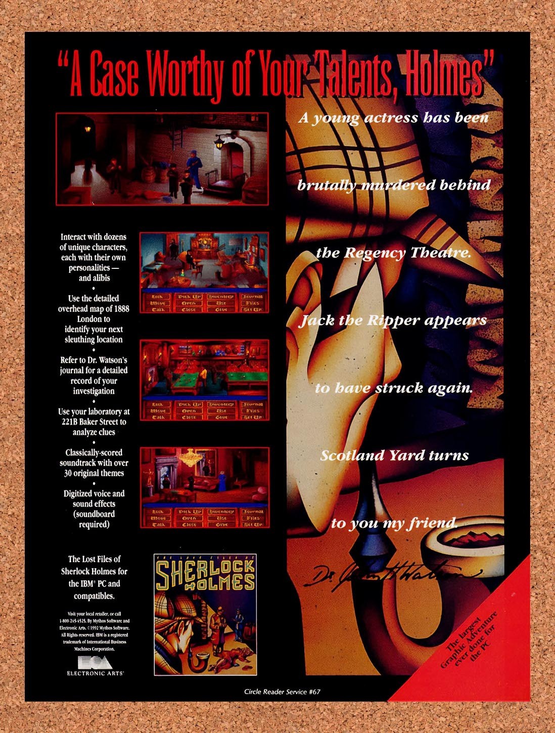 1992 Lost Files Of Sherlock Holmes PC Original Advertisement / Retro Promo v1