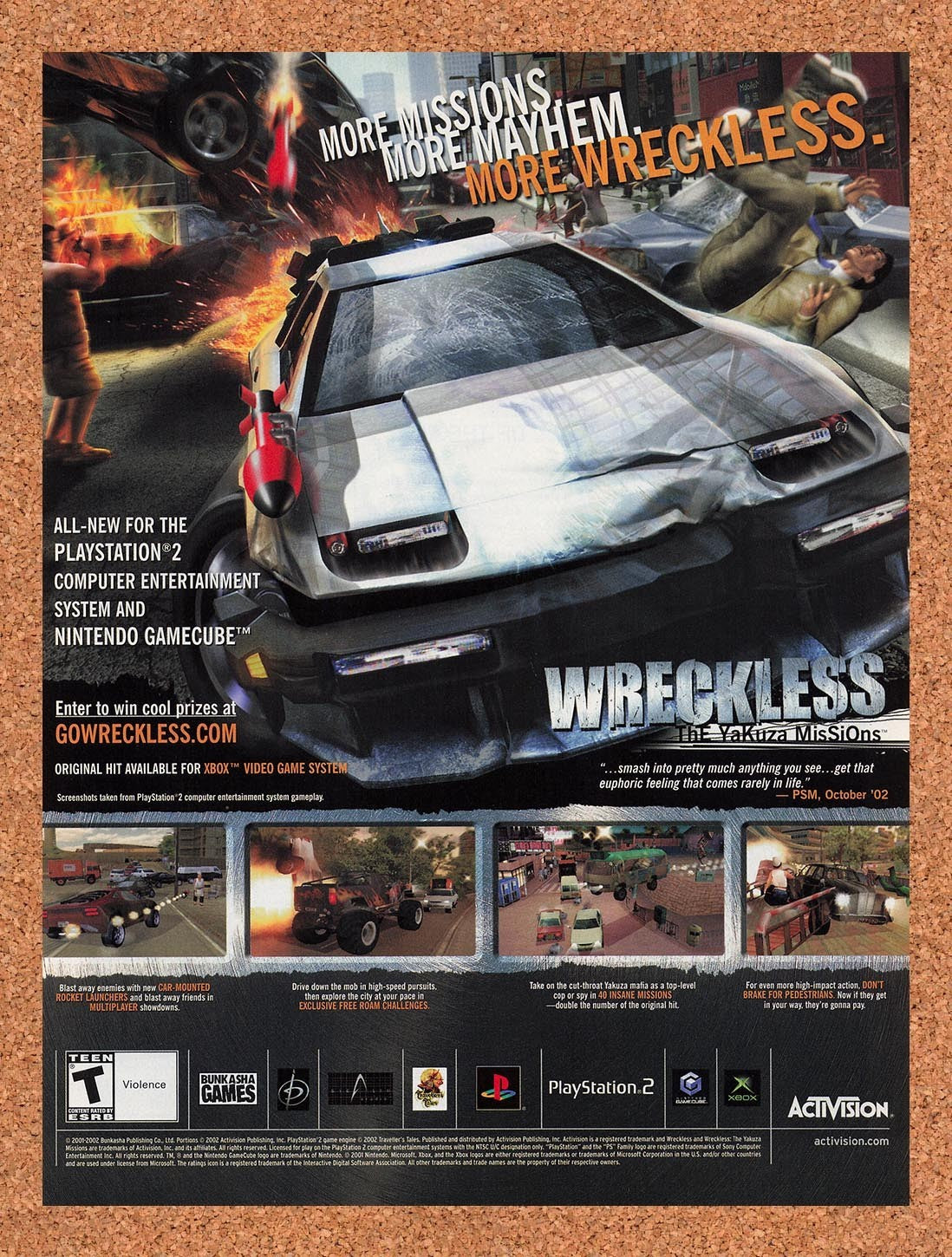 2003 Wreckless The Yakuza Missions PS2 Original Advertisement / Retro Promo v1