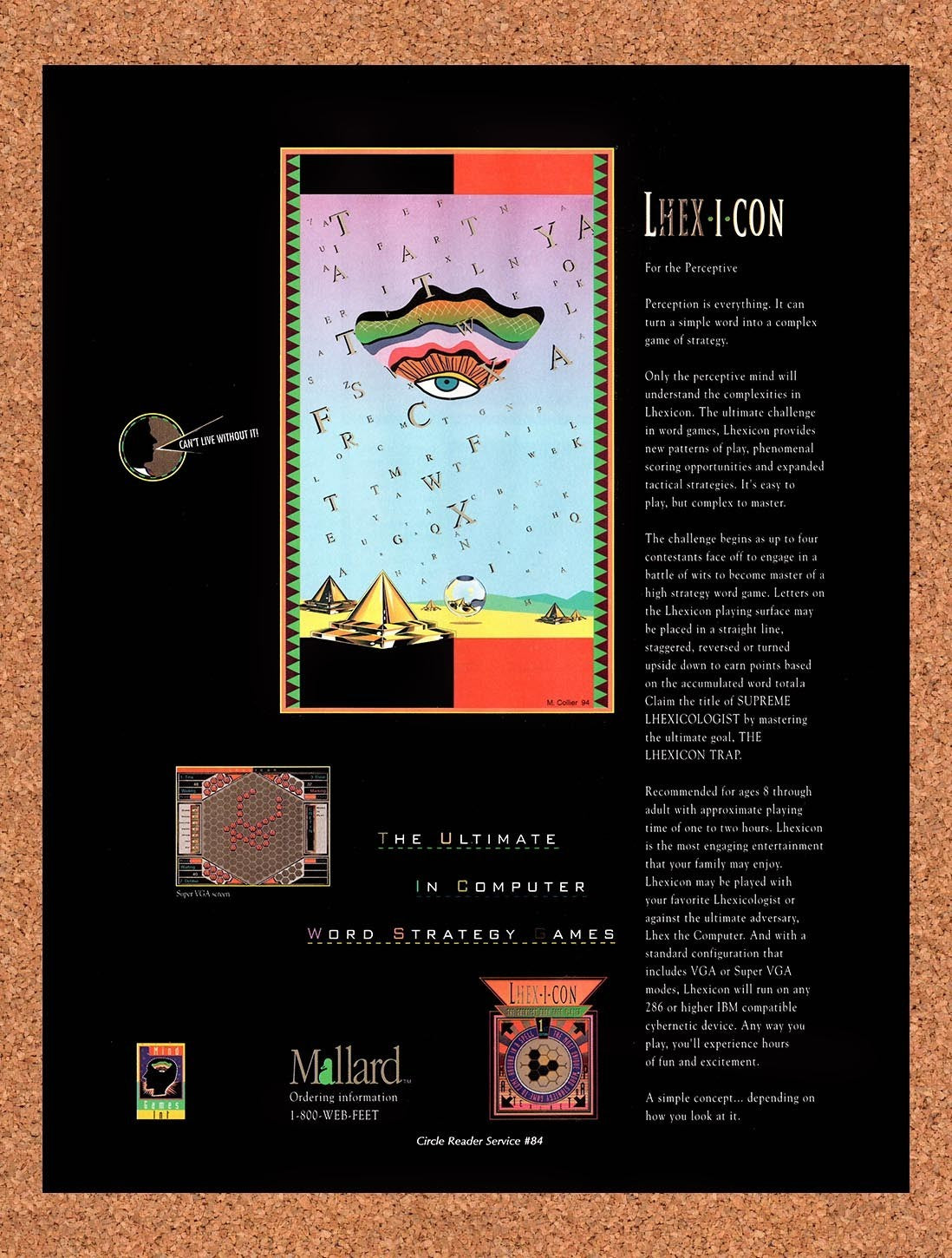 1994 Lhex-I-Con Computer Word Strategy Original Advertisement / Retro Promo v1