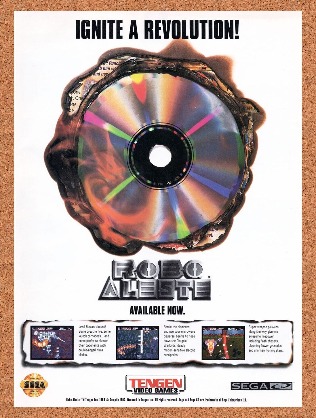 1993 Robo Aleste Sega CD Original Advertisement / Retro Wall Art v2