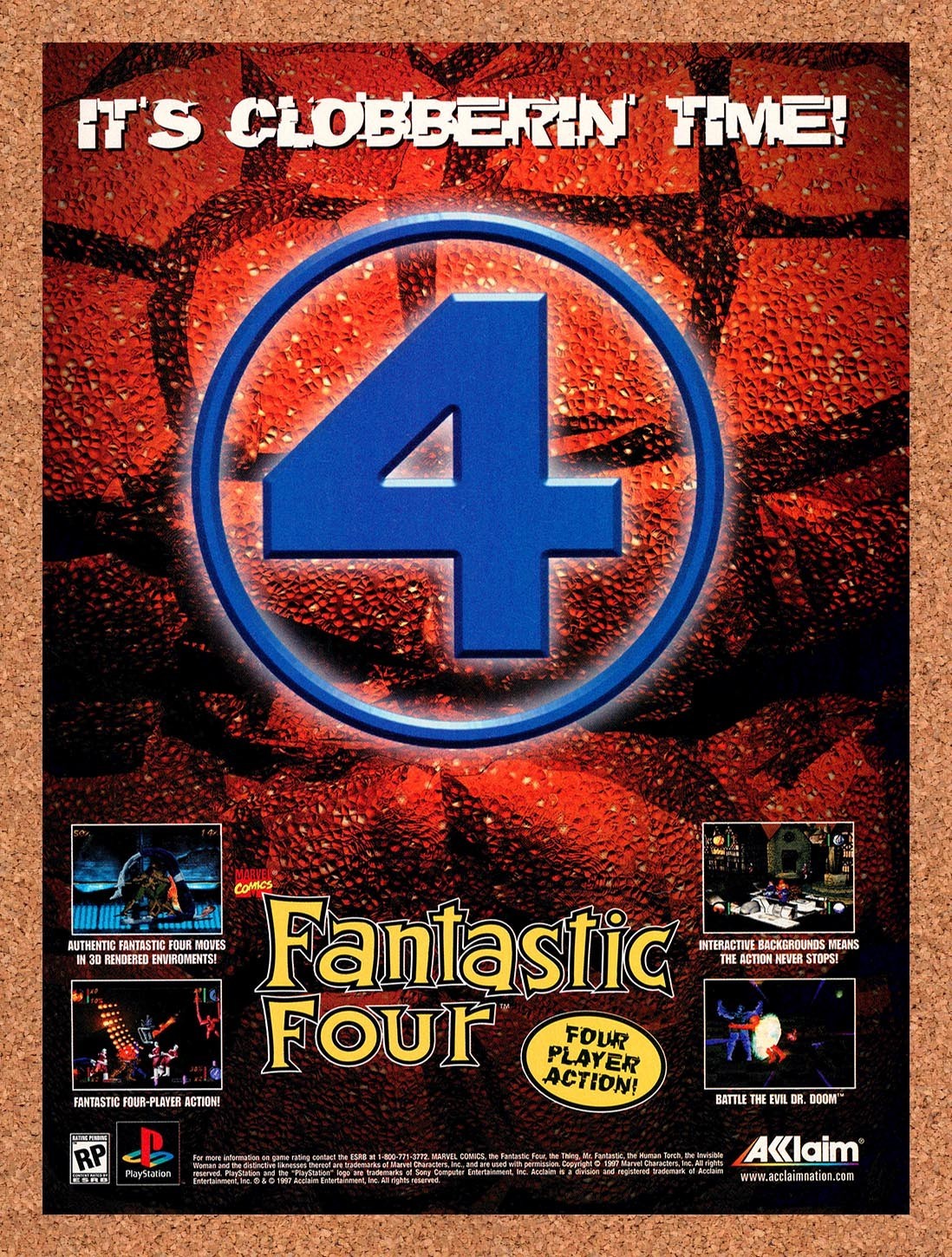 1997 Fantastic 4 PS1 Original Advertisement / Retro Promo v1