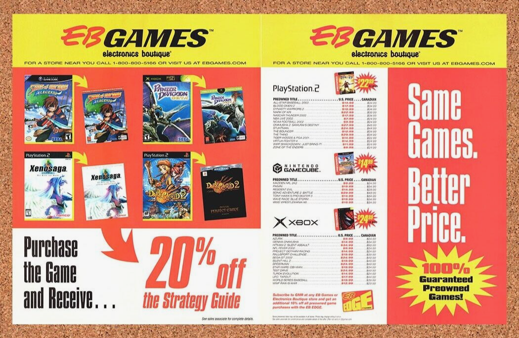 EB Games GameCube Xbox PS2 Original 2003 Ad Authentic Video Game Promo4