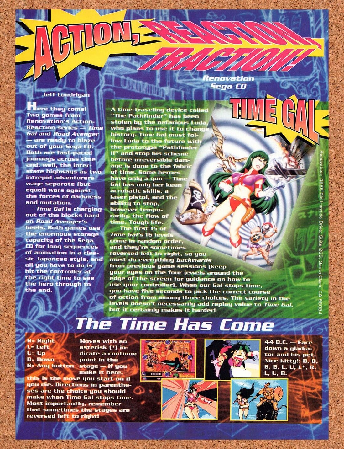 1993 Time Gal Sega CD Original Advertisement / Retro Wall Art v2