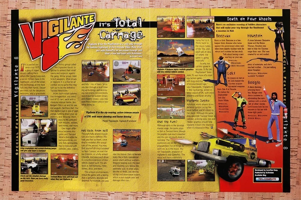 1998 Vigilante 8 PS1 Original Advertisement / Retro Wall Art v2