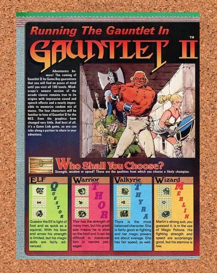 Gauntlet II NES Original 1993 Ad Authentic Nintendo Review Video Game Promo