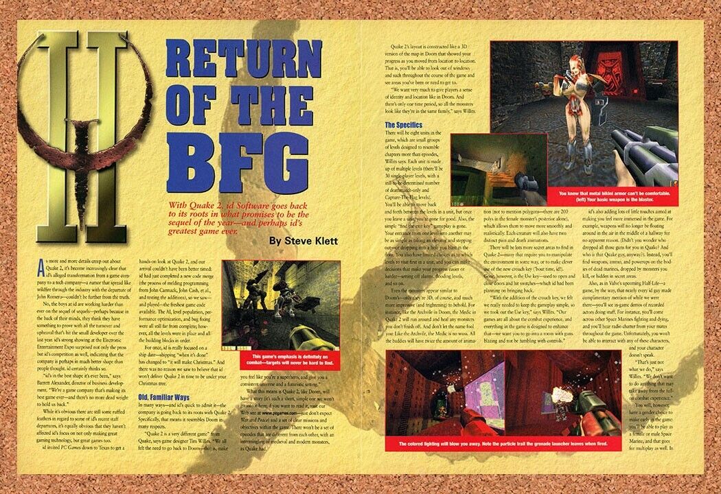 Quake II PC Original 1997 Print Ad Authentic Early Video Game Review Art Promo