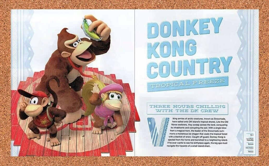Donkey Kong Country Tropical Freeze Wii U Original 2014 Ad Authentic Game Promo