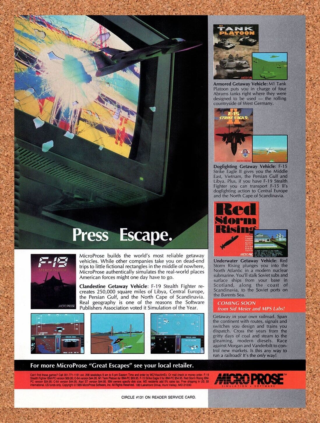 1990 Microprose NES Games Original Advertisement / Retro Wall Art v4