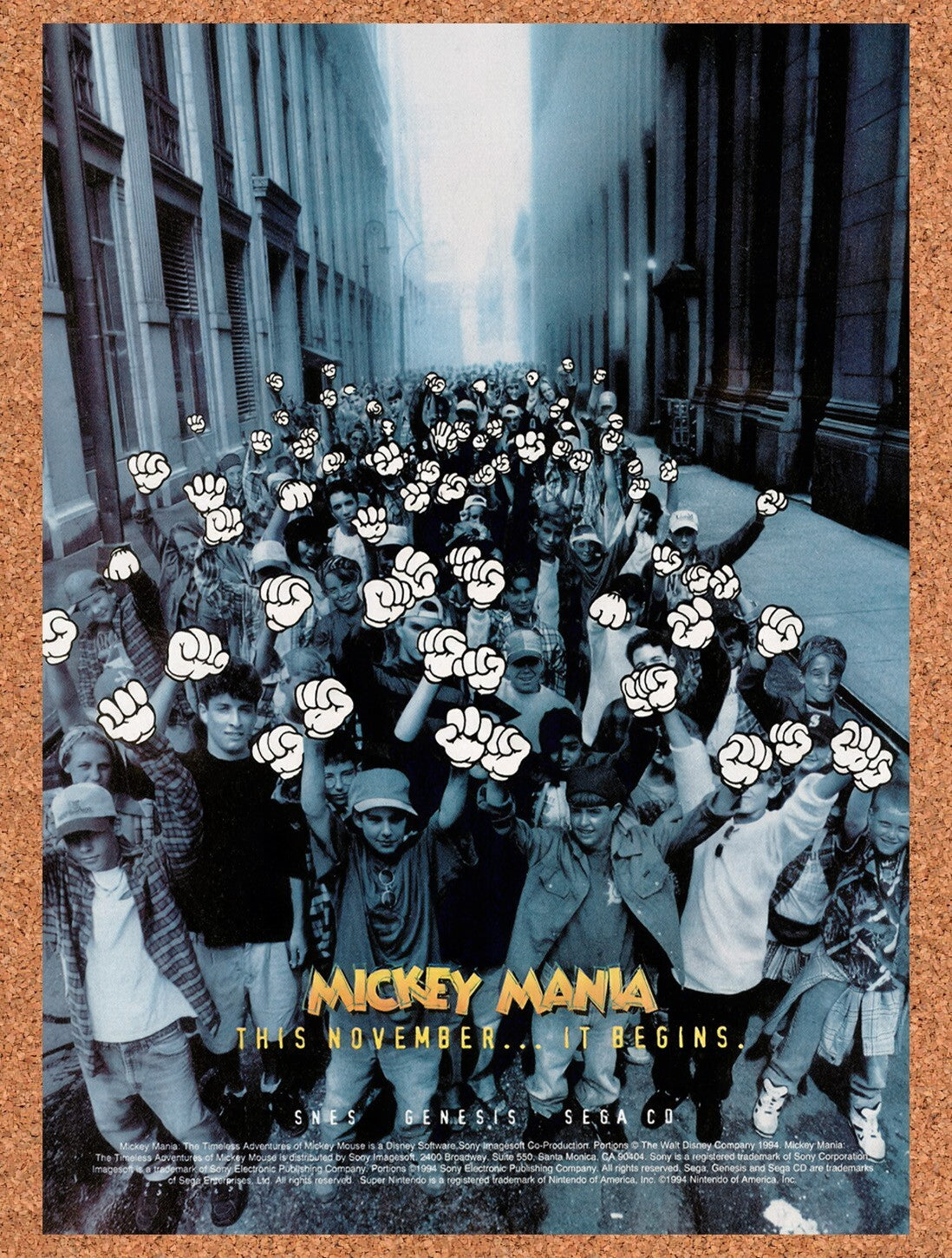1994 Mickey Mania Genesis Original Advertisement / Retro Wall Art v2