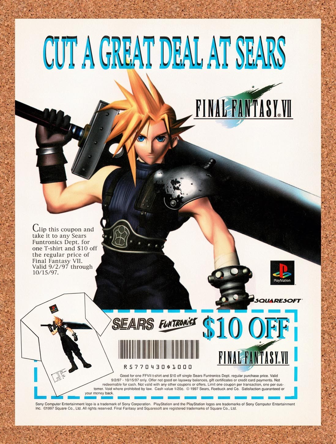 1997 Final Fantasy VII Sears Rebate Original Advertisement / Retro Promo v1