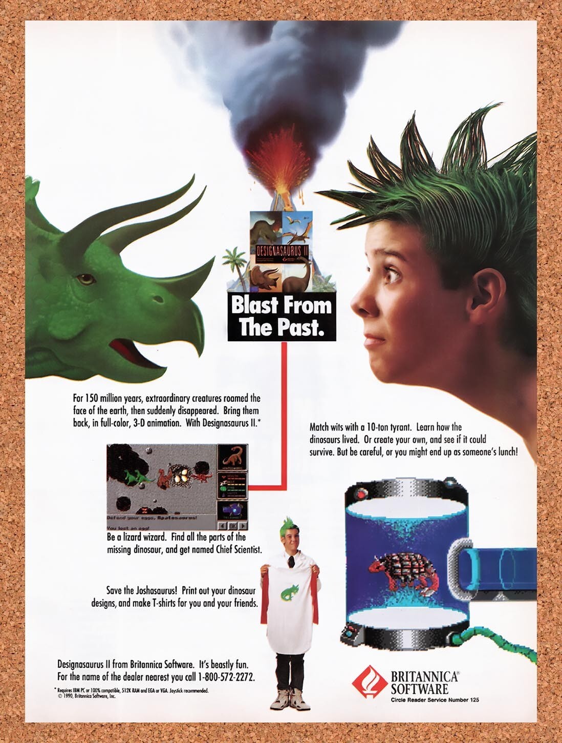 1991 Designasaurus 2 IBM Original Advertisement / Retro Wall Art v1