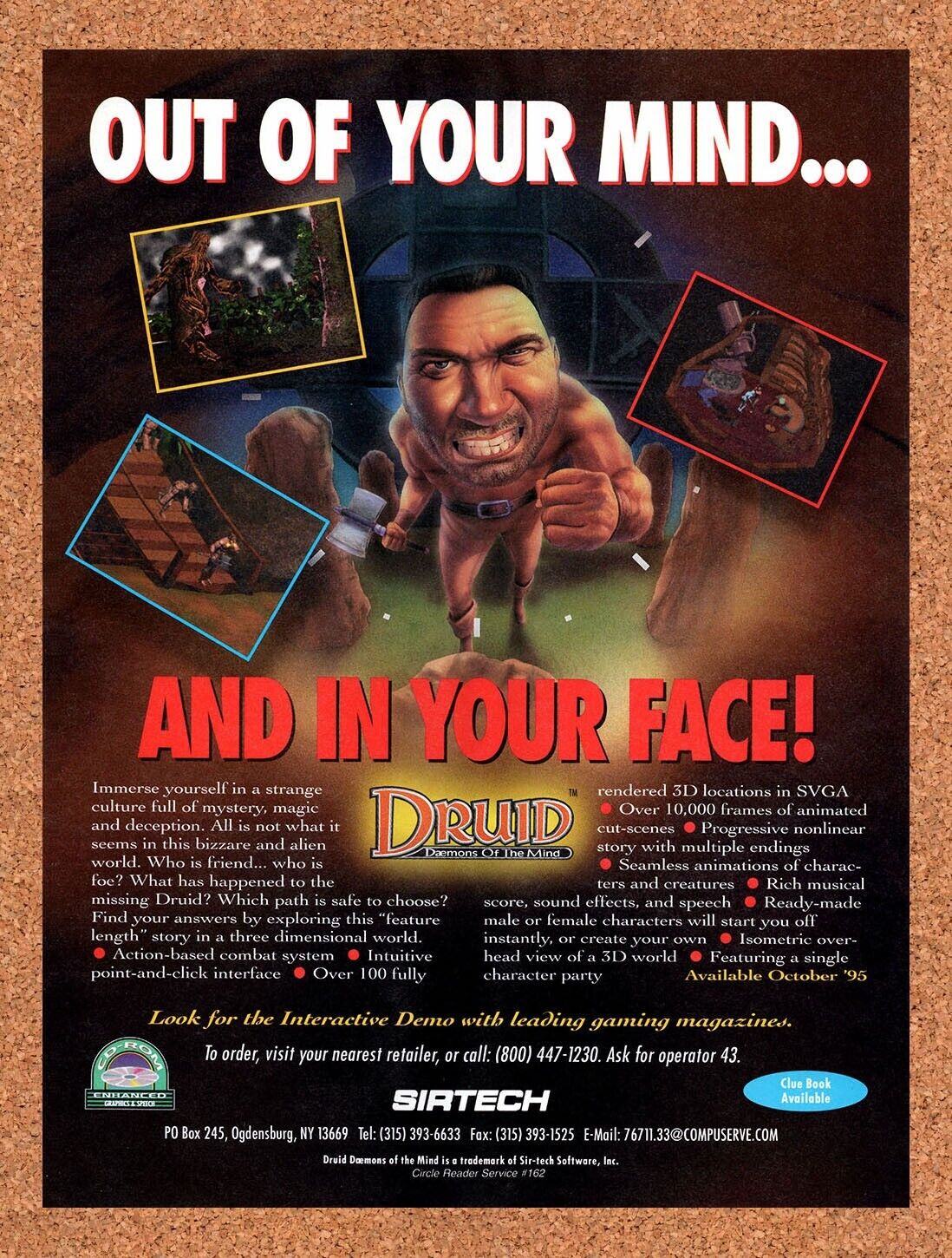 Druid Daemons Of The Mind PC Original 1995 Vintage Ad - Video Game Promo