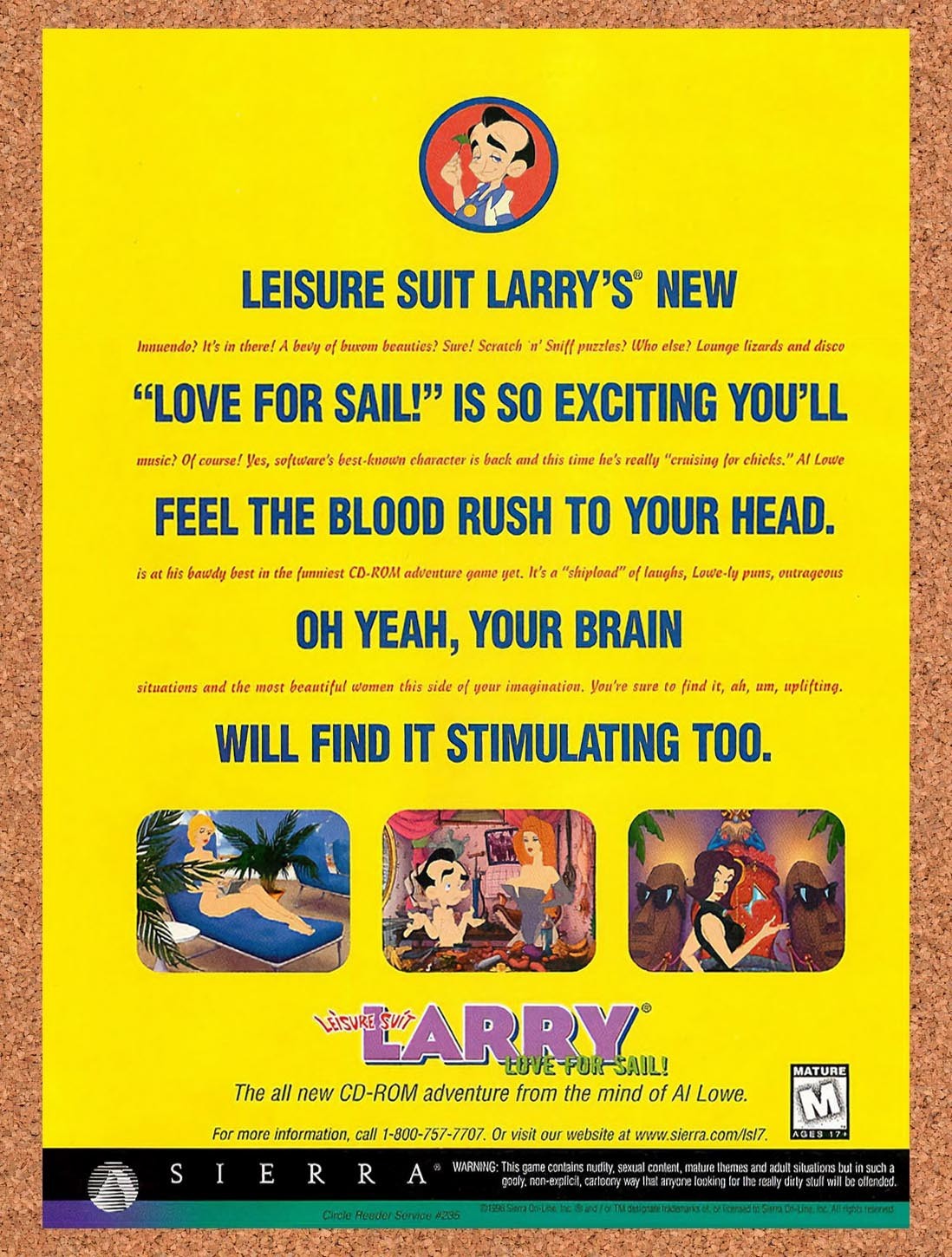 1996 Leisure Suit Larry Love For Sail PC Original Advertisement / Retro Promo v2