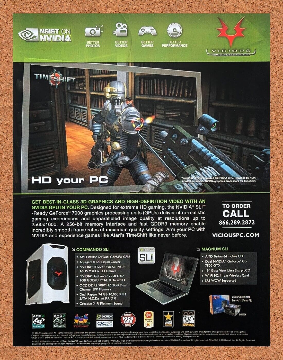 TimeShift PC Original 2006 Ad Authentic Nidia SLI Gaming PC Video Game Promo