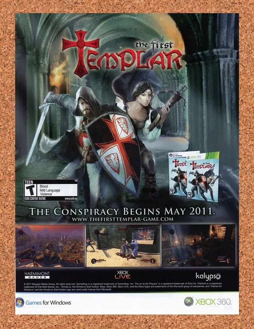 The First Templar Xbox 360 Original 2011 Ad Authentic Video Game Promo Art