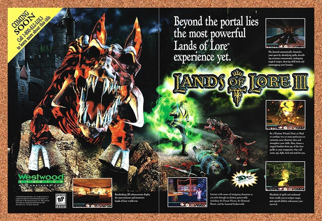 1999 Lands Of Lore III PC Original Advertisement / Retro Promo v3
