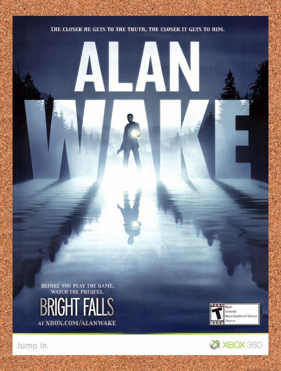 2009 Alan Wake Xbox 360 Original Advertisement / Retro Wall Art v3