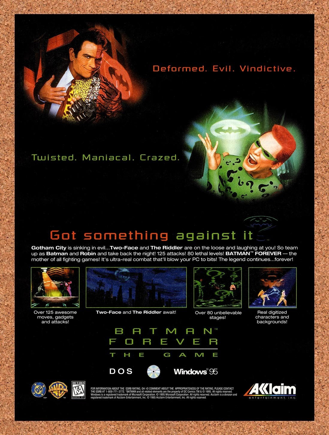 1995 Batman Forever The Game PC Original Advertisement / Retro Promo v1